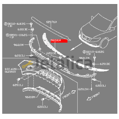 Спойлер переднего бампера нижний правый для Ниссан Патфайндер Р52