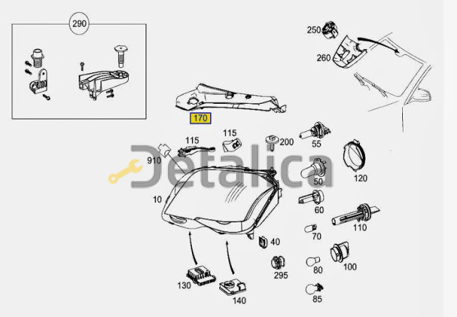 Фара передняя левая для Мерседес ГЛК Х204 галоген