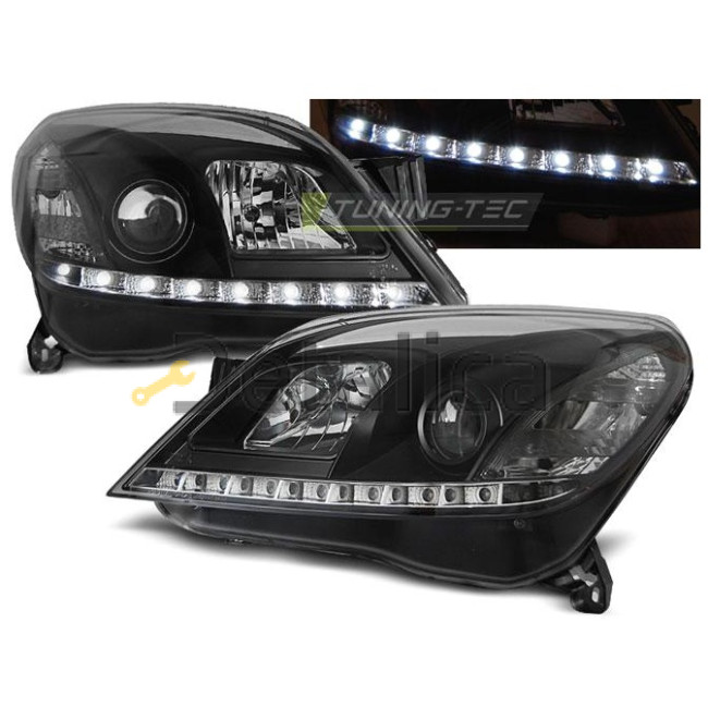 Фары тюнинг-комплект DEVIL EYES линзованные SONAR внутри чёрные для Опель Астра H