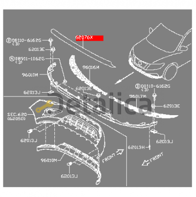 Молдинг переднего бампера для Ниссан Патфайндер Р52 оригинал 