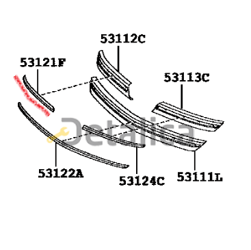 Молдинг решетки радиатора правый серебристый для Тойота Королла от 2006 (оригинал)