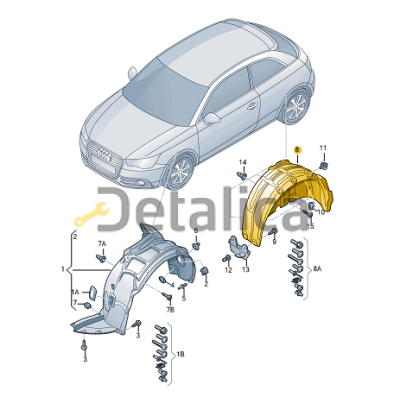 Подкрылок ( локер ) задний левый для Ауди А1 от 2010 оригинал