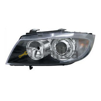 Фара левая+правая комплект тюнинг линзованная с светящимся ободком внутри черная для BMW E90 от 2004 Depo