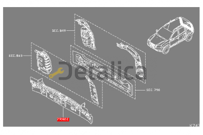 Задняя панель для Ниссан Террано D10 внутренняя часть оригинал 2WD