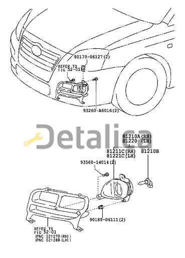 Фара противотуманная правая для Тойота Авенсис от 2003-2005 (Depo)