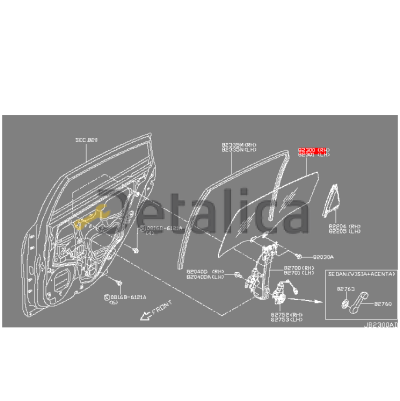 Стекло задней правой двери для Ниссан Альмера G15 от 2013 оригинал
