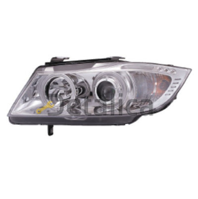 Фара левая+правая комплект тюнинг линзованная с 2 CCFL светящимся ободком с регулятором мотора EAGLE EYES внутри хром для BMW E90 от 2004