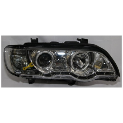 Фара левая+правая комплект тюнинг ксенон с  CCFL  светящимся ободком , линзованная DEVIL EYES под корректор EAGLE EYES внутри хром для BMW E53 X5 от 1999-2004