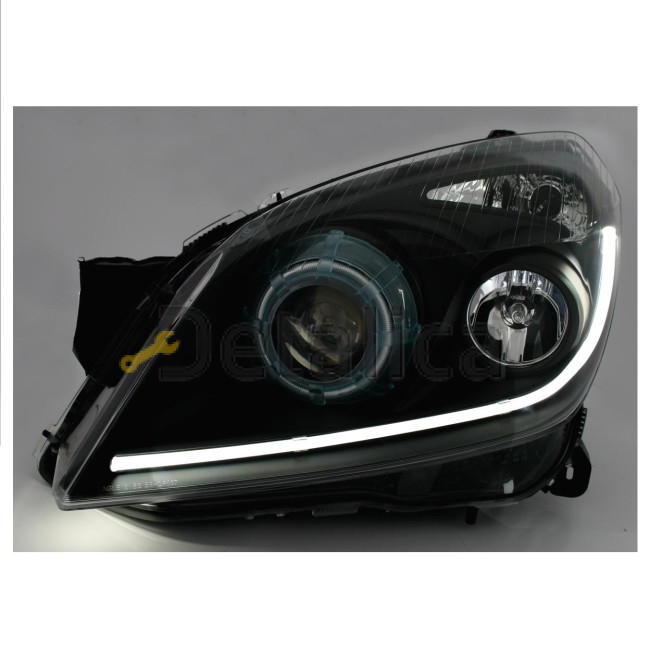 Фары комплект тюнинг ксенон с светящимся ободком EAGLE EYES внутри черная для Опель Астра H