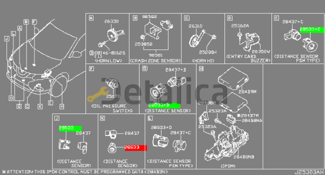 Крепление переднего датчика парковки для Ниссан Х-Трейл Т32 оригинал