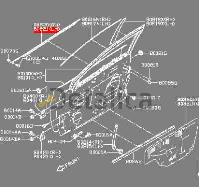Молдинг передней левой двери хромированный верхний Ниссан Центра В17
