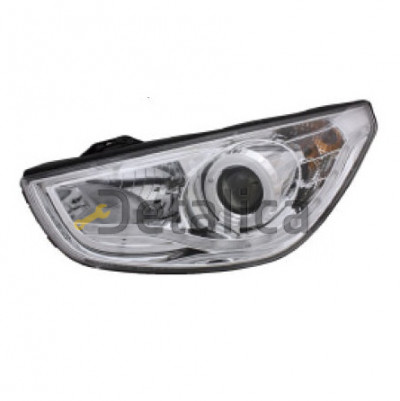 Фары комплект-тюнинг с светящимся ободком под корректор внутри хром для Хендай IX35 от 2010 (EAGLE EYES) 