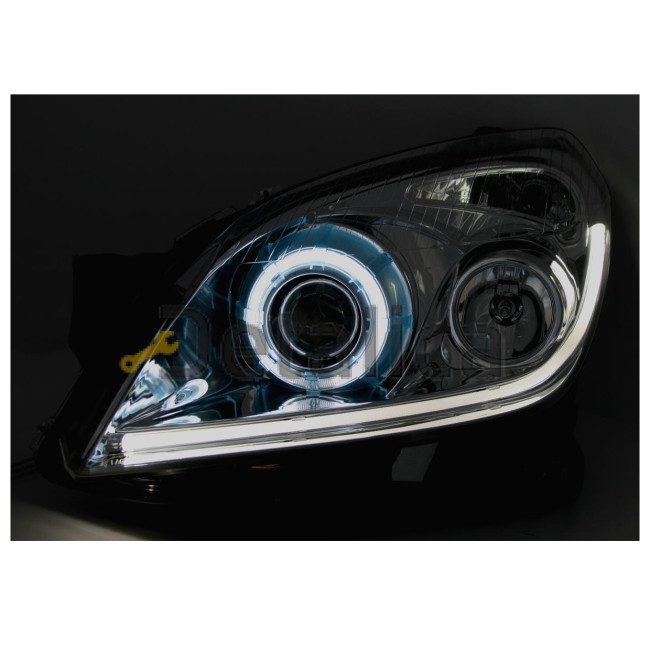 Фары тюнтнг комплект ксенон с светящимся ободком EAGLE EYES внутри хром для Опель Астра H