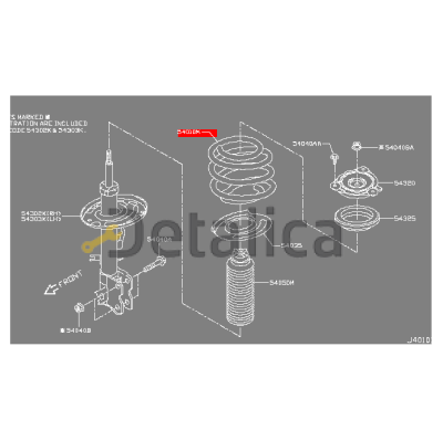 Пружина переднего амортизатора левая=правая для Ниссан Патфайндер Р52
