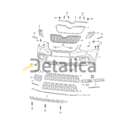 Решетка бампера переднего левая для Шкода Йети от 2013 оригинал