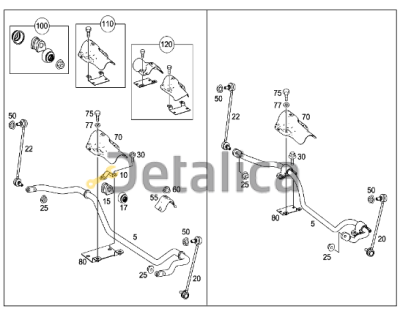 Стабилизатор поперечной устойчивости передний (торсион) для Мерседес W639