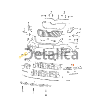 Решетка бампера переднего правая для Шкода Йети от 2013 оригинал