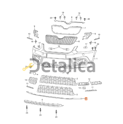 Спойлер переднего бампера для Шкода Йети от 2013 оригинал