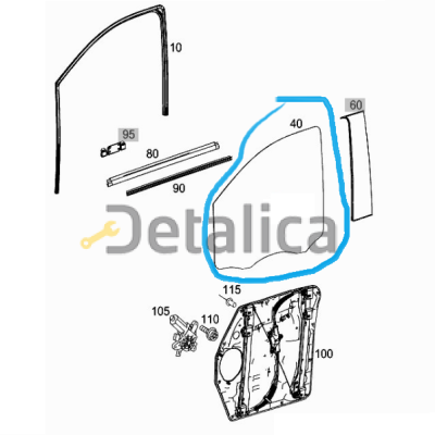 Стекло левой двери Мерседес 447 V250 V-Class теплоизолированное