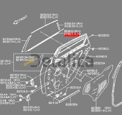 Молдинг задней левой двери хромированный верхний Ниссан Сентра
