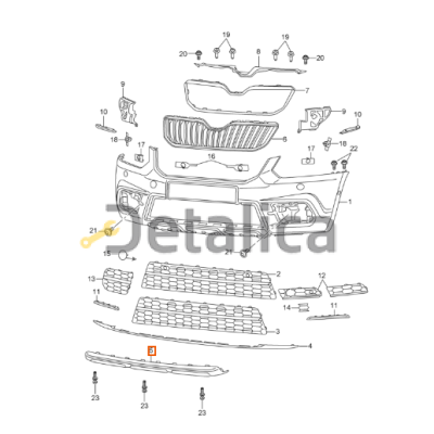 Накладка ( облицовка ) переднего бампера нижняя для Шкода Йети от 2013 оригинал
