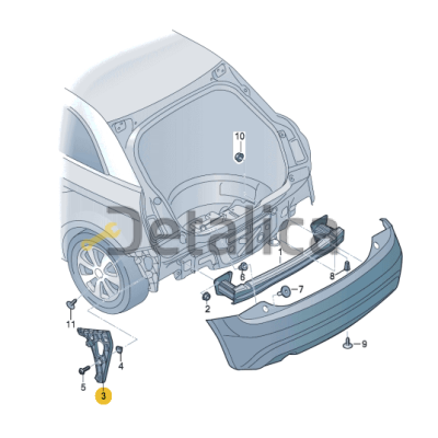 Кронштейн заднего бампера боковой правый для Ауди А1 от 2010 оригинал