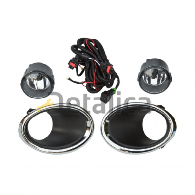 Фара противотуманная левая+ правая комплект проводка + кнопка + рамки хром ободок  для Ниссан Кашкай J11E