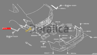 Крепление заднего бампера левый для Ниссан Центра В17 