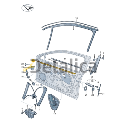 Молдинг ( уплотнитель ) стекла передней правой двери внутренний для Шкода Кодиак