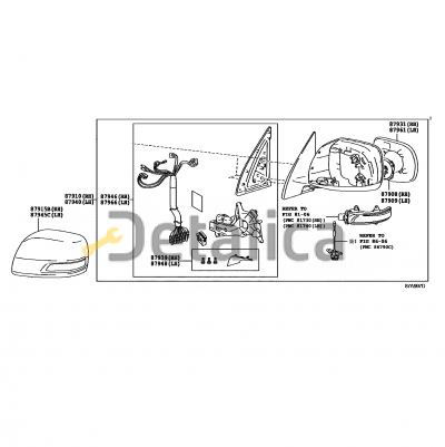 Крышка зеркала правая (с отверстием  под повторитель) для Тойота Ленд Крузер 200 от 2012 оригинал