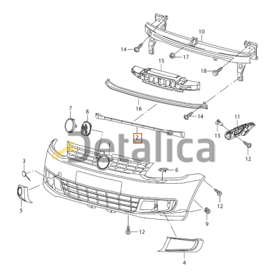 Абсорбер переднего бампера нижний для Фольксваген Кадди от 2010 (Оригинал)
