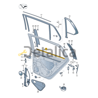 Молдинг ( уплотнитель ) стекла наружний задней правой двери для Шкода Кодиак хром