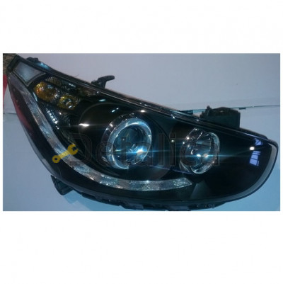 Фары комплект внутри черная для Хендай Солярис от 2011 (DEVIL EYES)