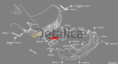 Отбойник задний левый ( металлический ) для Ниссан Центра В17