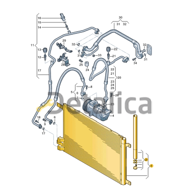 Радиатор кондиционера для Шкода Кодиак оригинал