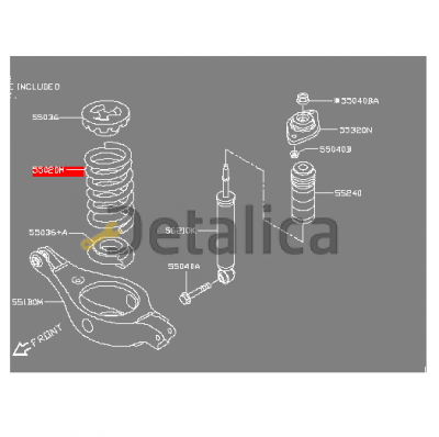 Пружина заднего амортизатора левая=правая для Ниссан Патфайндер Р52 оригинал