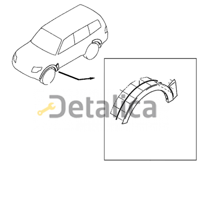 Молдинг арки крыла правый передний задняя часть для митсубиси паджеро от 2007