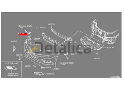Крепление переднего бампера правый для Ниссан Тиида С13 оригинал