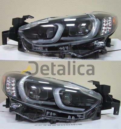 Mazda 6 фара л+п (комплект) тюнинг линзован с светящ. секциями внутри черн (eagle eyes)