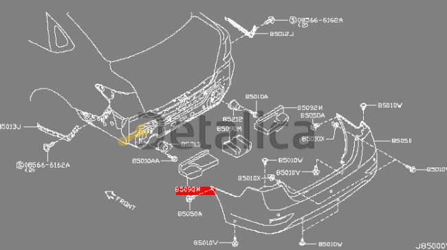Наполнитель заднего бампера левый (абсорбер) для Ниссан Центра В17