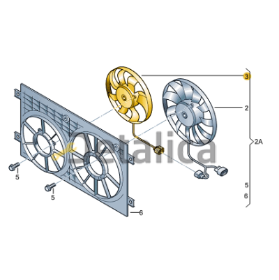 Крыльчатка ( вентилятор ) + мотор правый радиатора охлаждения для Шкода Кодиак 320 мм 
