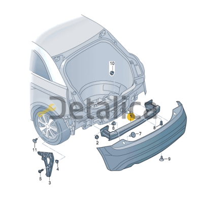 Усилитель заднего бампера для Ауди А1 от 2010 оригинал