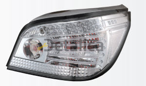 BMW E60 фонарь задн внешн л+п (комплект) тюнинг (седан) прозрач с диод ук.повор (sonar) внутри хром