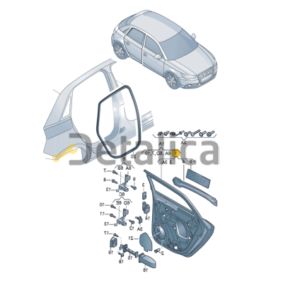 Дверь задняя правая для Ауди А1 от 2010 оригинал