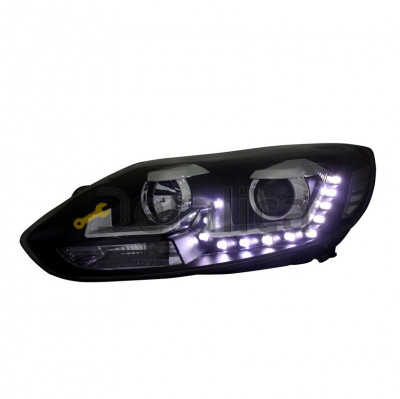 Фары комплект-тюнинг линзованная с диод регулятором мотора EAGLE EYES внутри черная для Форд Фокус 3