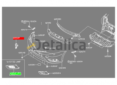 Рамка фары противотуманной правая для Ниссан Тиида С13 оригинал