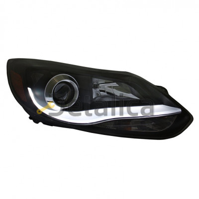 Фары комплект-тюнинг линзованная с светящимися секциями регулятором мотора EAGLE EYES внутри черная для Форд Фокус 3