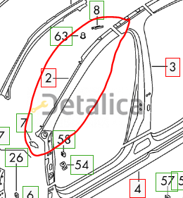 Передняя стойка кузова левая для Шкода Октавия А7