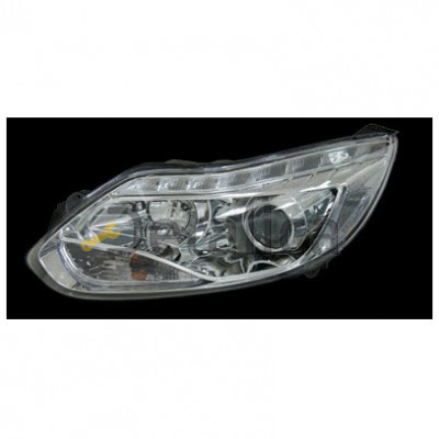 Фара левая+правая комплект тюнинг линзованная с регулятором мотора диод  JUNYAN внутри хром для Форд Фокус 3