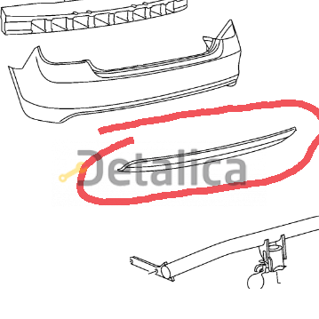 Спойлер фартук заднего бампера для Шкода Рапид Оригинал